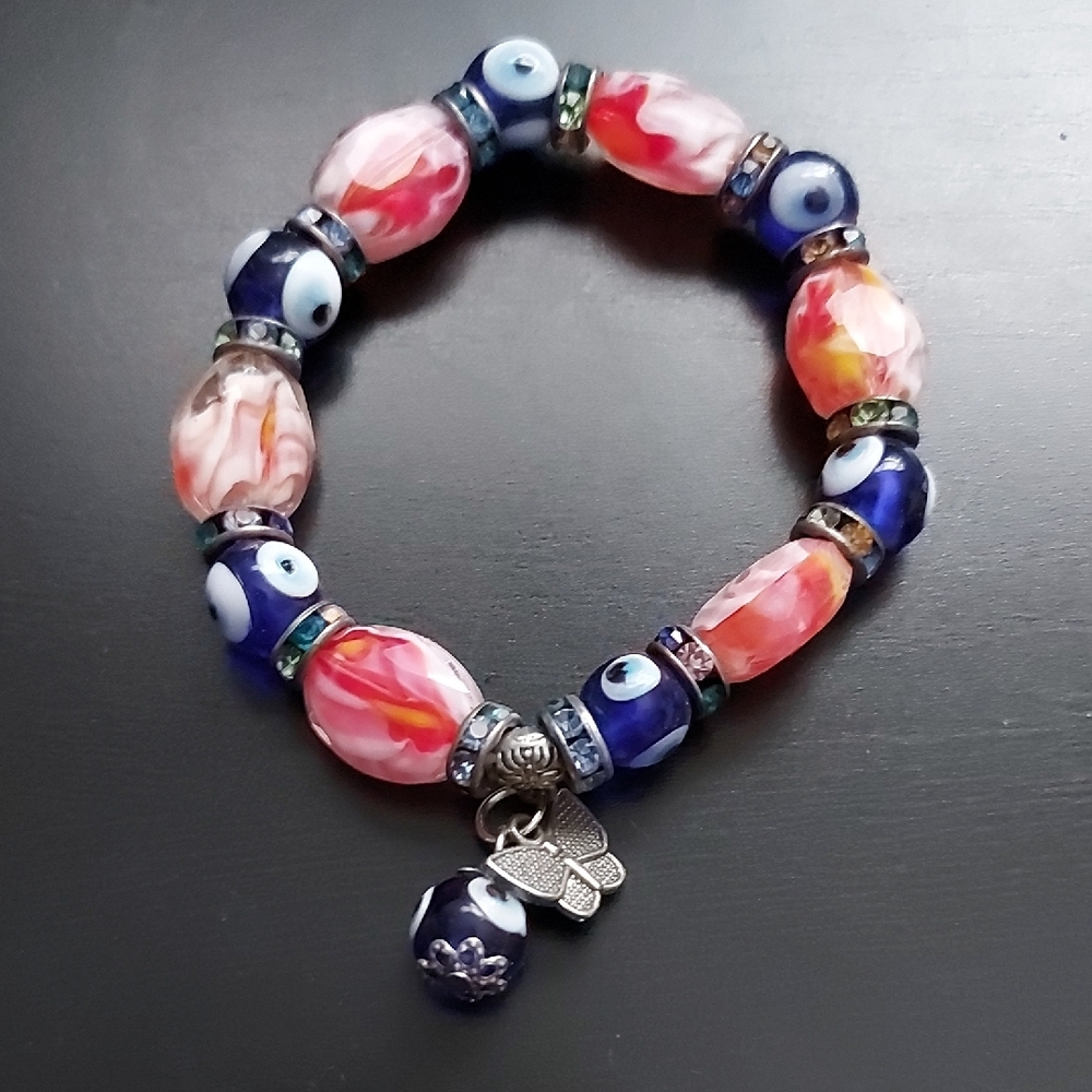 Colorful Beaded Bracelet with Charms